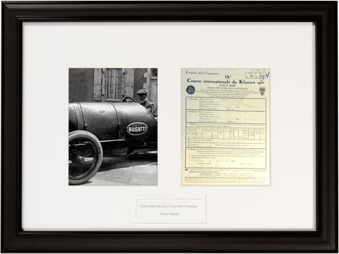 Incredibly Rare Ettore Bugatti Signed 1932 Race Entry for Louis Chiron: “Even before the start....”