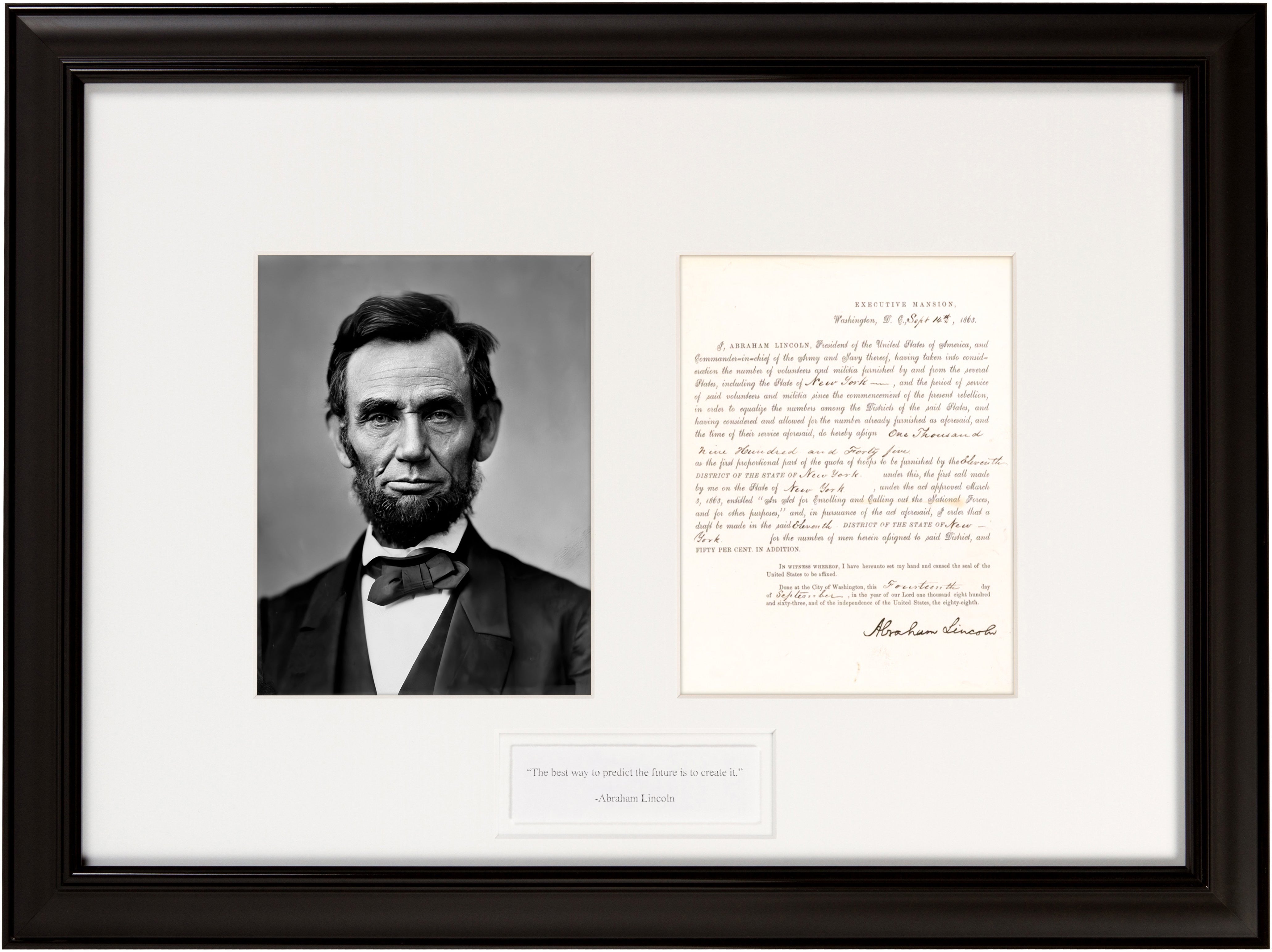 Beautiful Abraham Lincoln Signed 1863 Whitehouse Letterhead: "The best way to predict the future....”