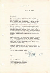 Rare Walt Disney 1956 Letter Signed to Jack Bolton President of MCA